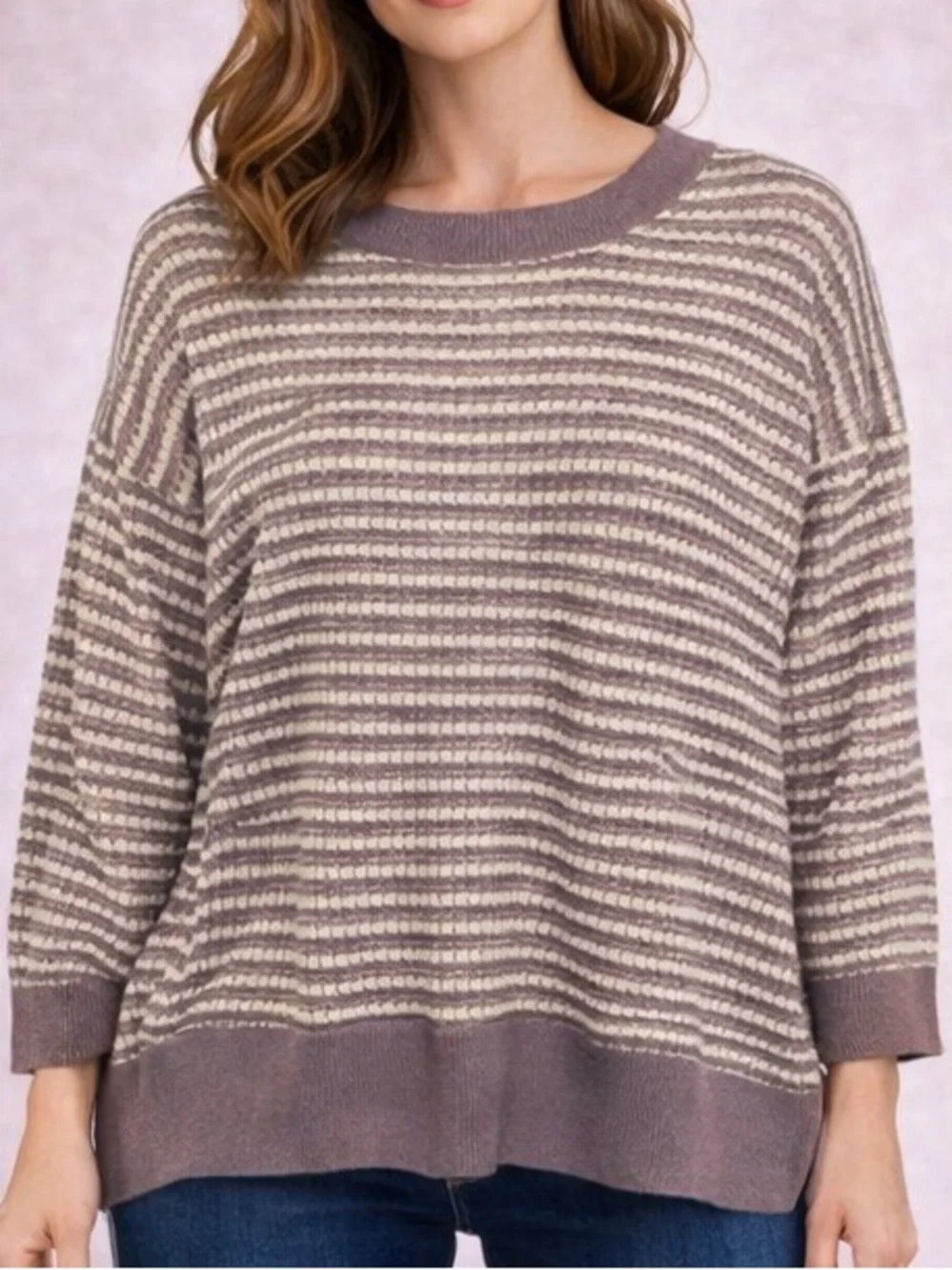 Maurice’s Plus Size Mauve Striped Sweater - Size XXL